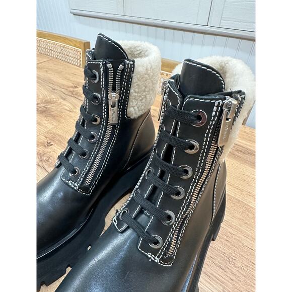 3.1 Phillip Lim Kate Lug Sole Double Zip Shearling Boots Leather 7 US 38 EU NWOB - Picture 7 of 15